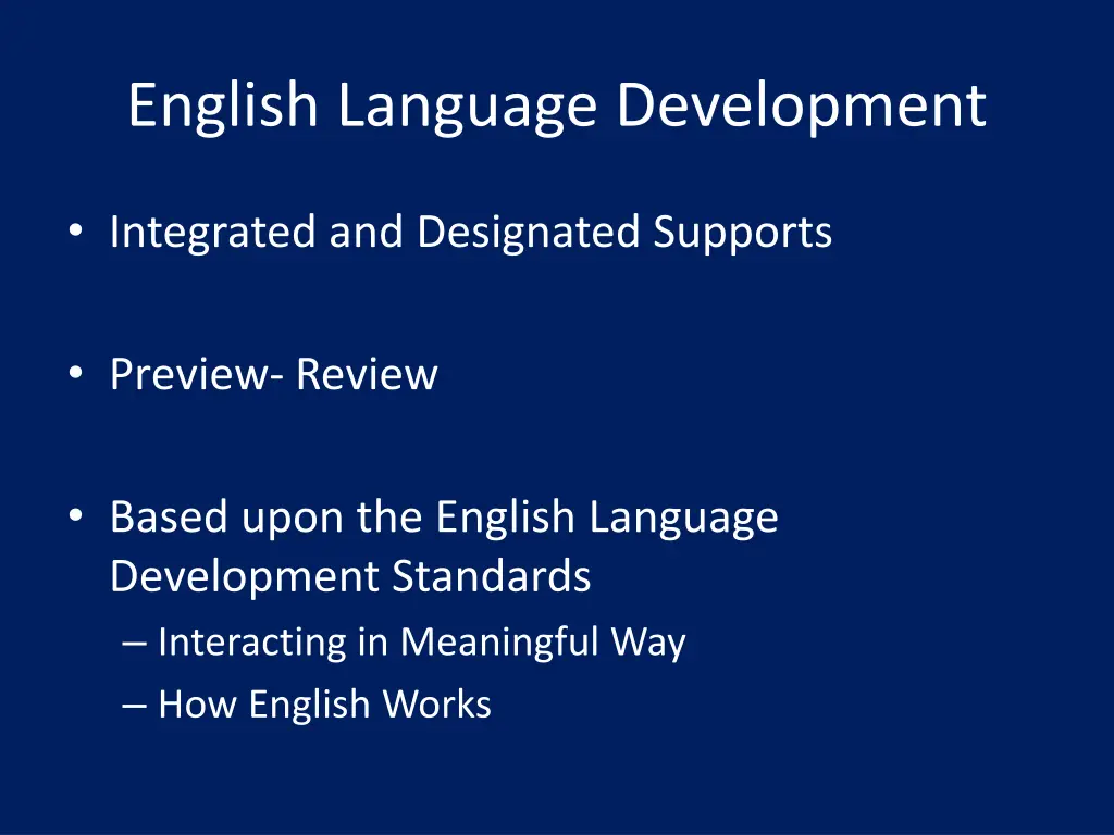 english language development