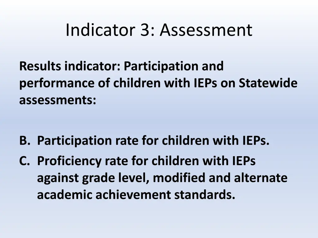 indicator 3 assessment