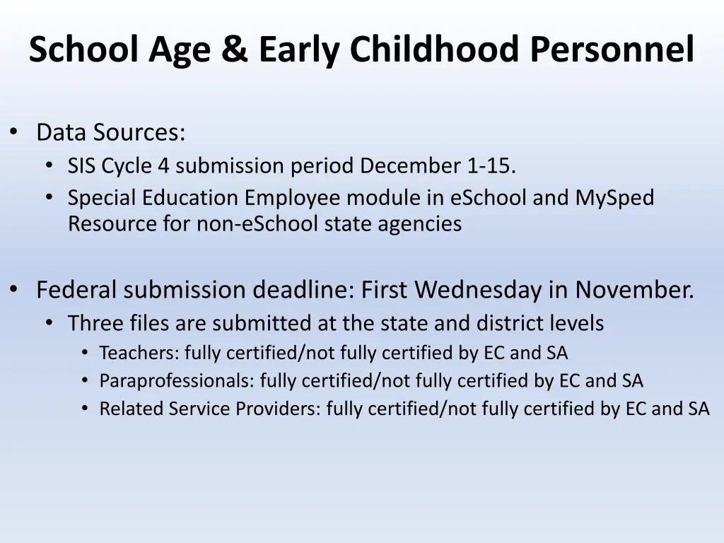 school age early childhood personnel