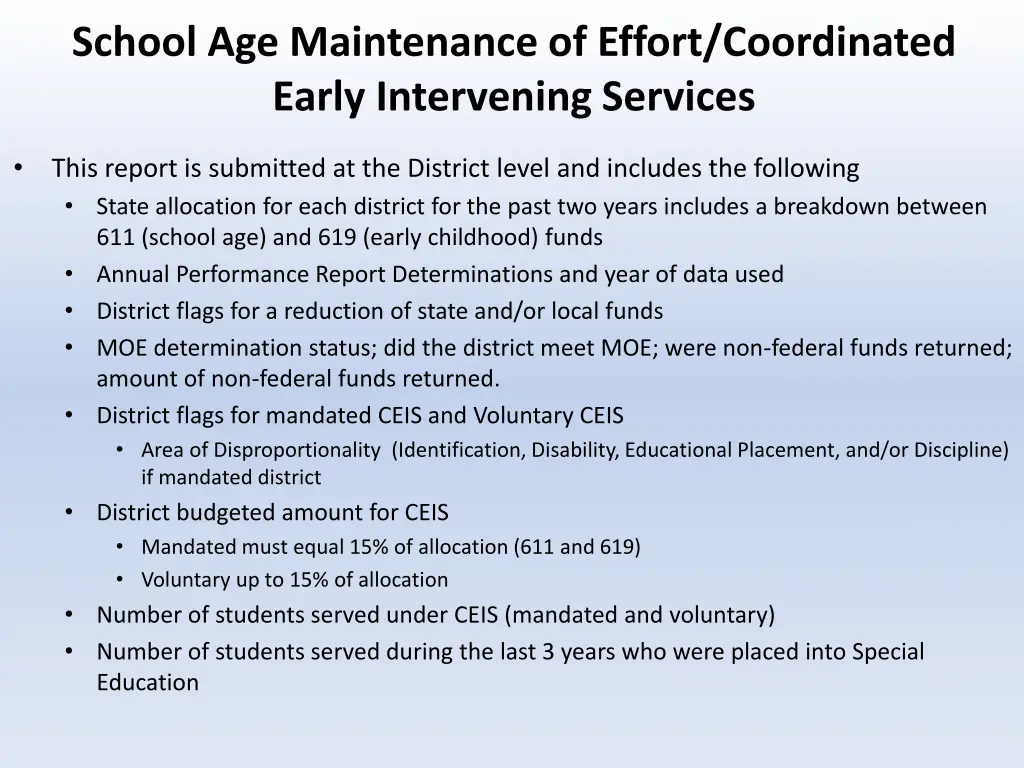 school age maintenance of effort coordinated 1