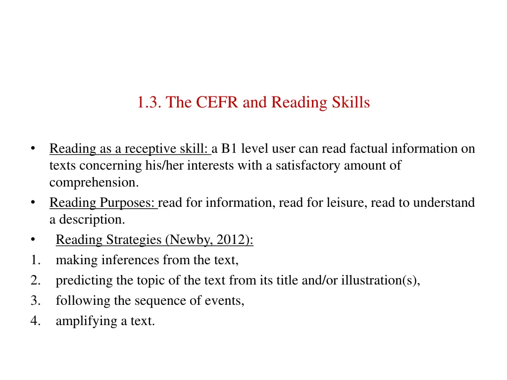 1 3 the cefr and reading skills