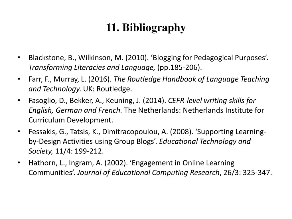 11 bibliography