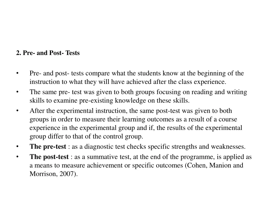 2 pre and post tests