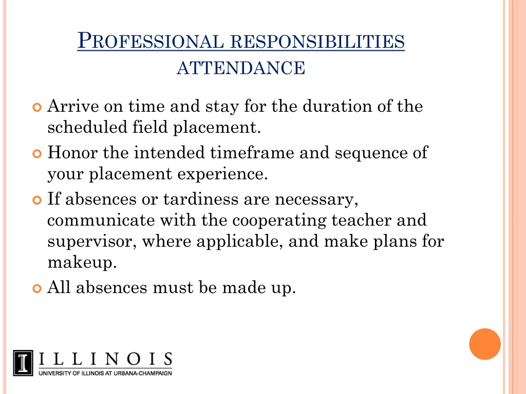 p rofessional responsibilities attendance