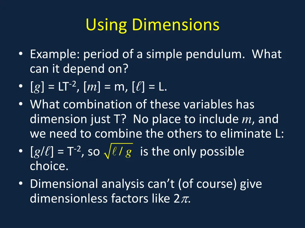 using dimensions