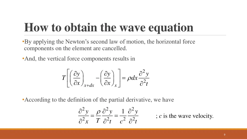 how to obtain the wave equation