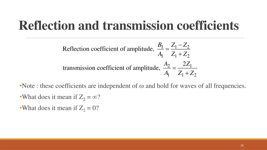 reflection and transmission coefficients