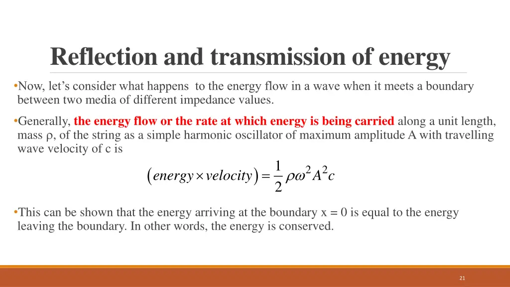 reflection and transmission of energy