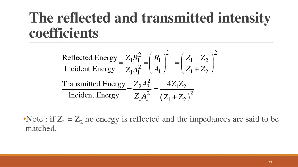 the reflected and transmitted intensity