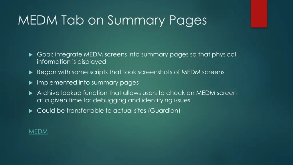 medm tab on summary pages