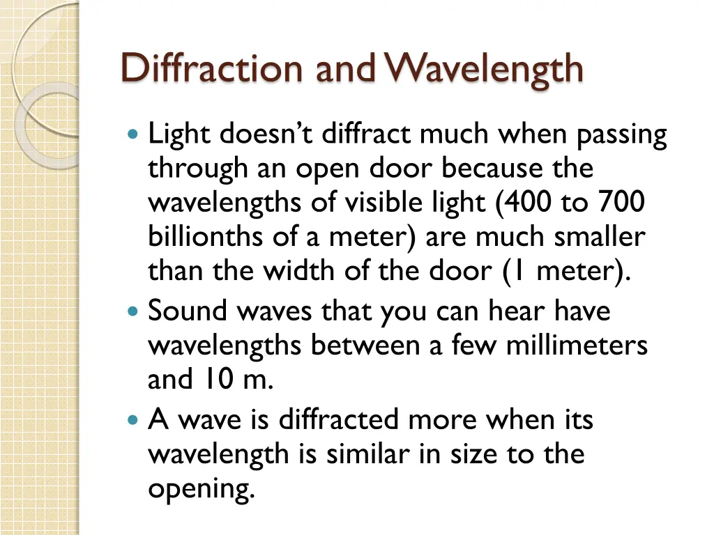 diffraction and wavelength