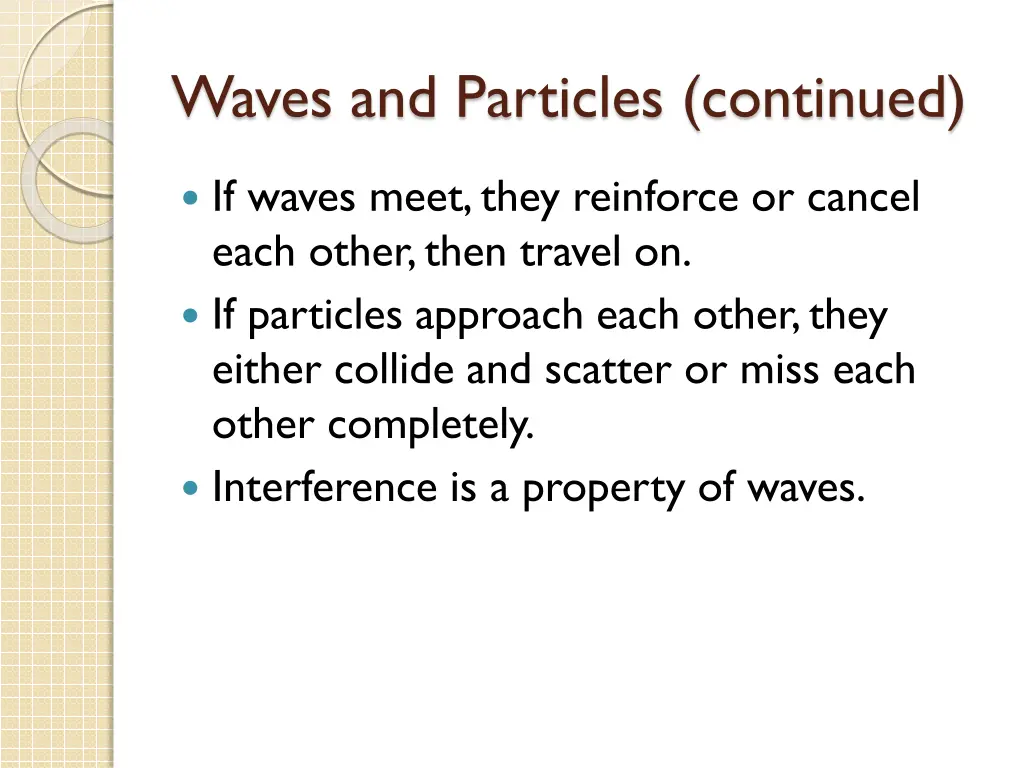 waves and particles continued