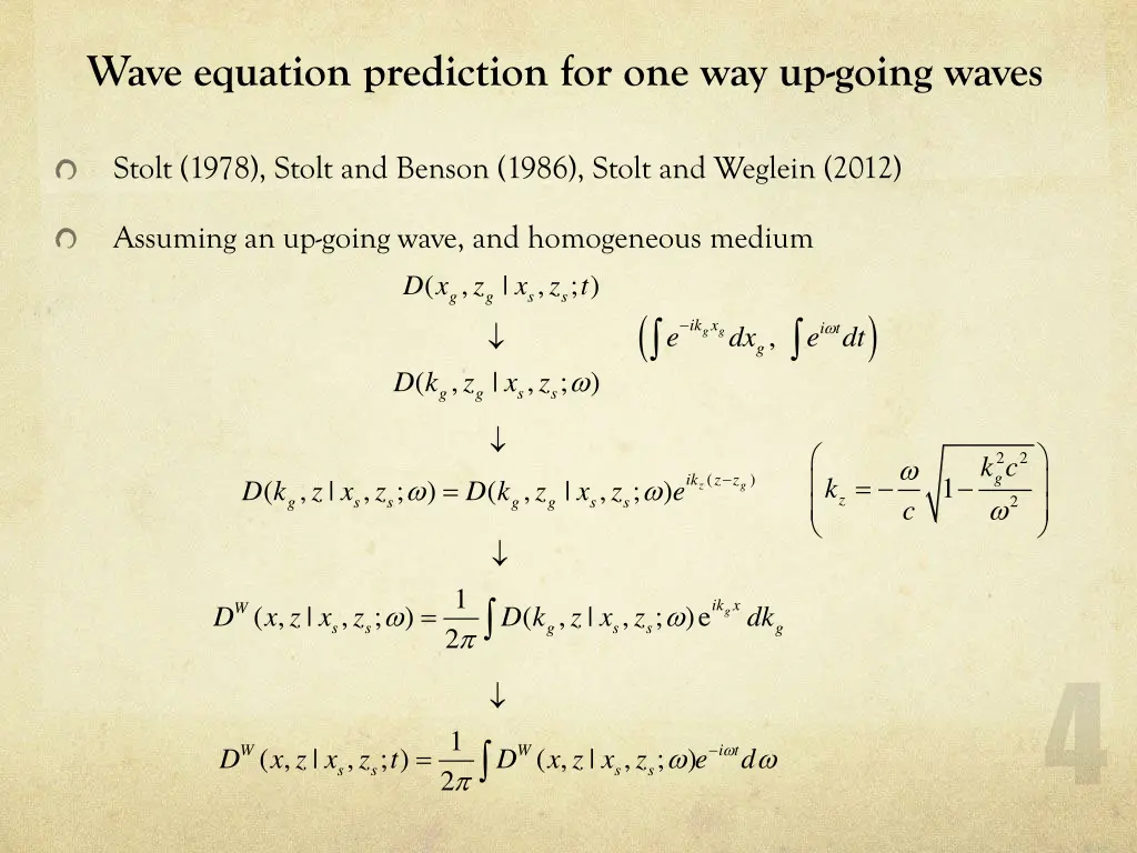 wave equation prediction for one way up going