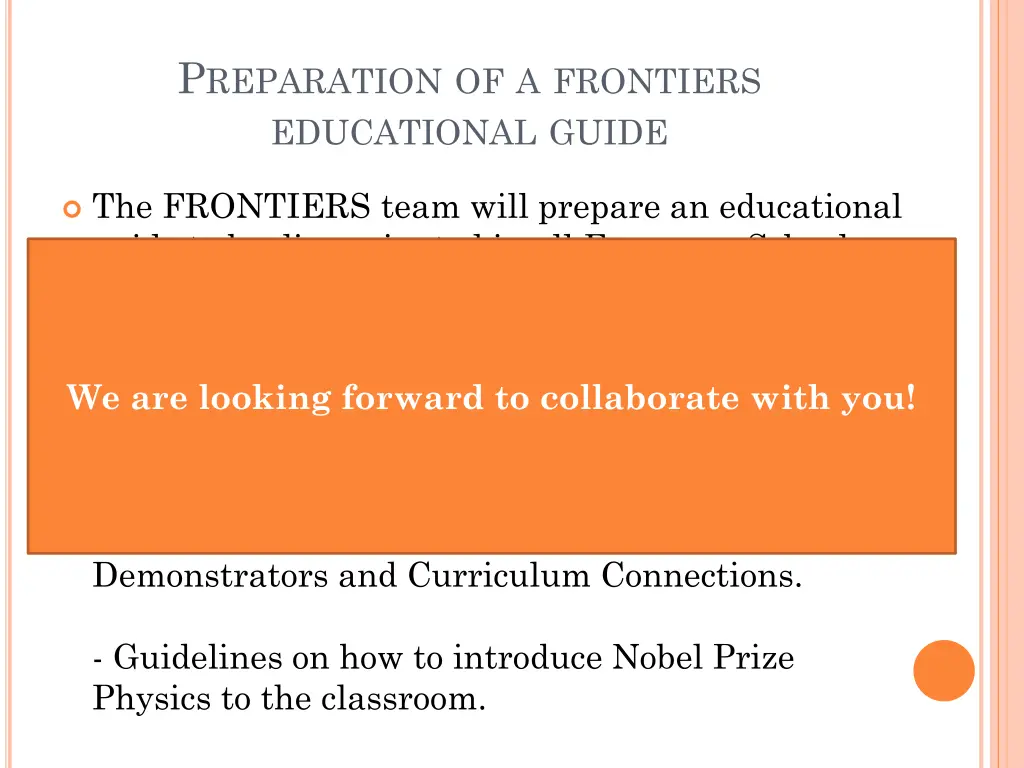 p reparation of a frontiers educational guide