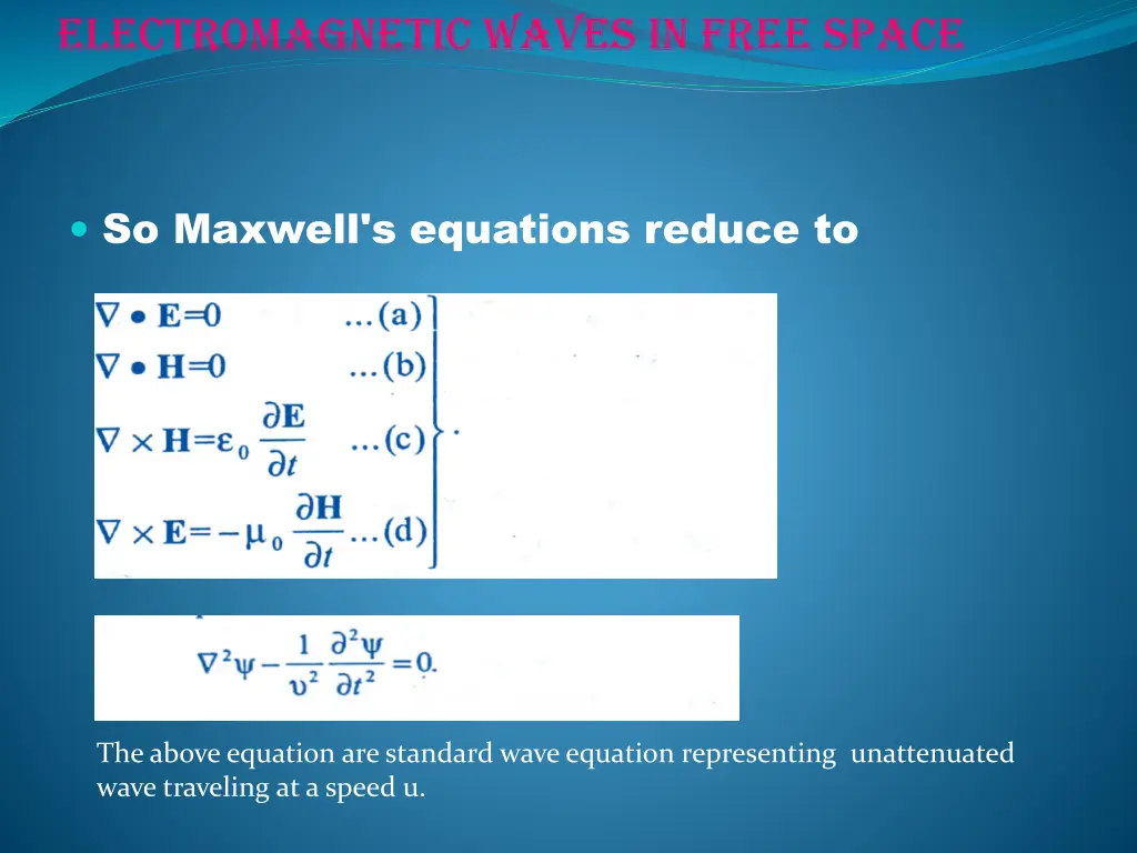 electromagnetic waves in free space