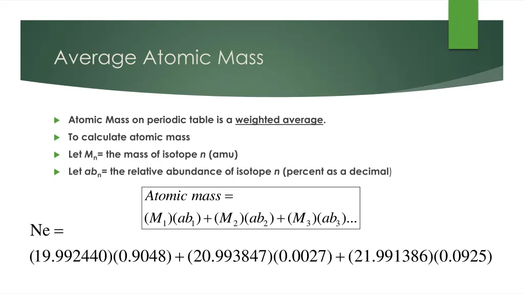 average atomic mass