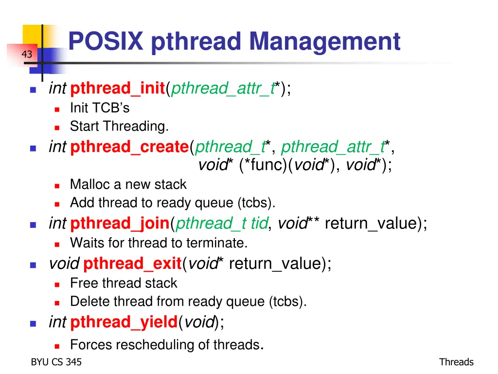 posix pthread management