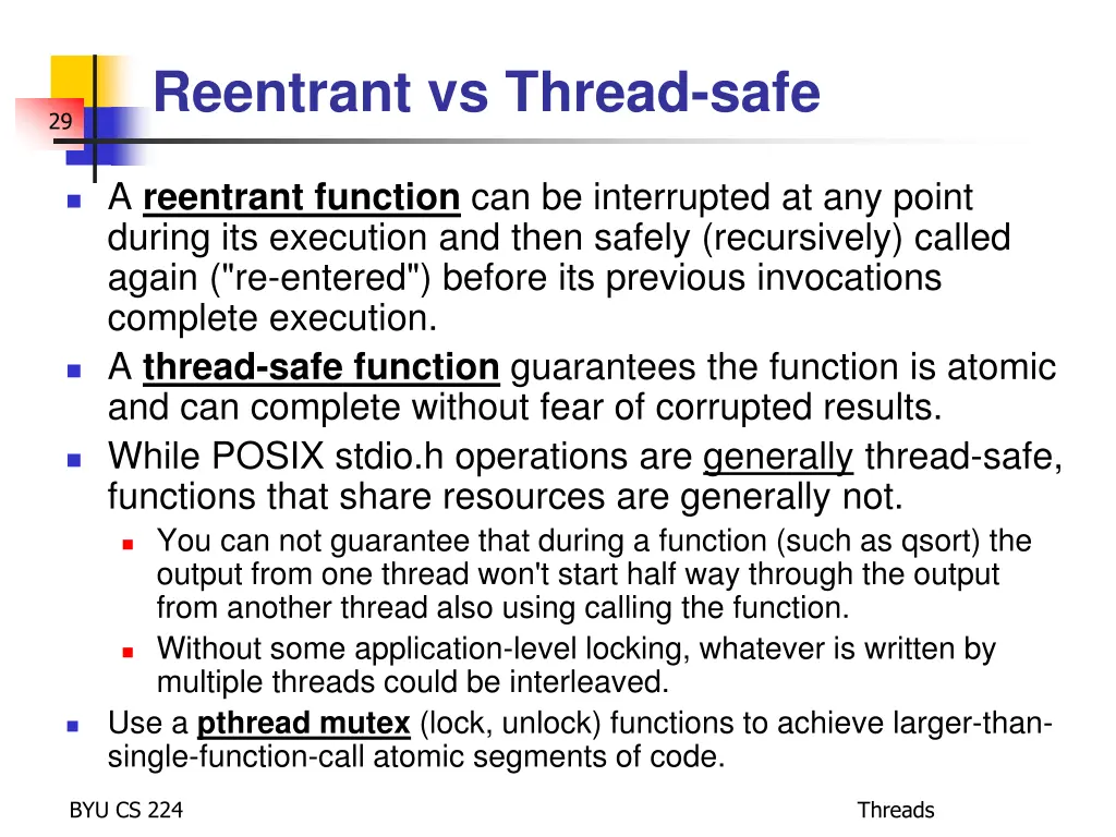 reentrant vs thread safe