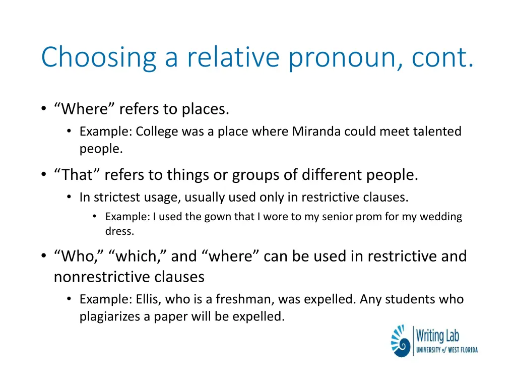 choosing a relative pronoun cont