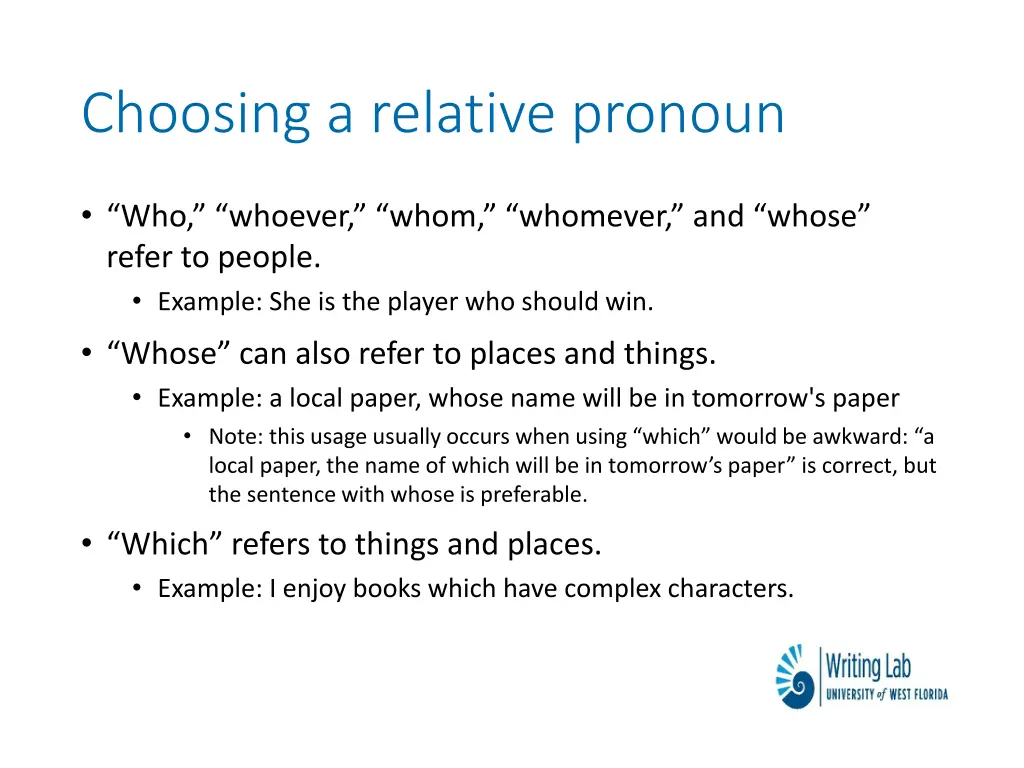 choosing a relative pronoun