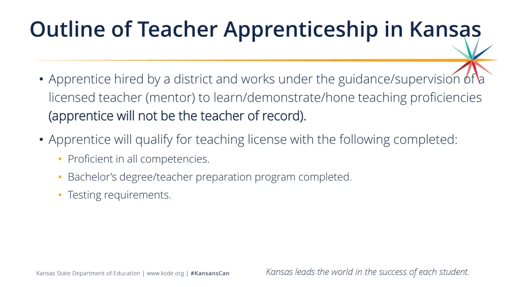 outline of teacher apprenticeship in kansas