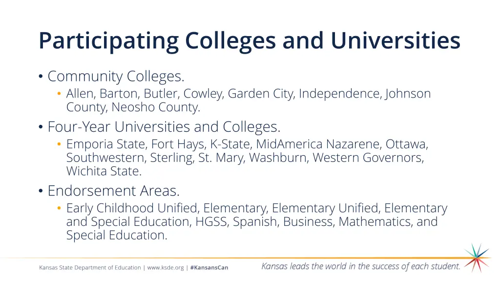 participating colleges and universities