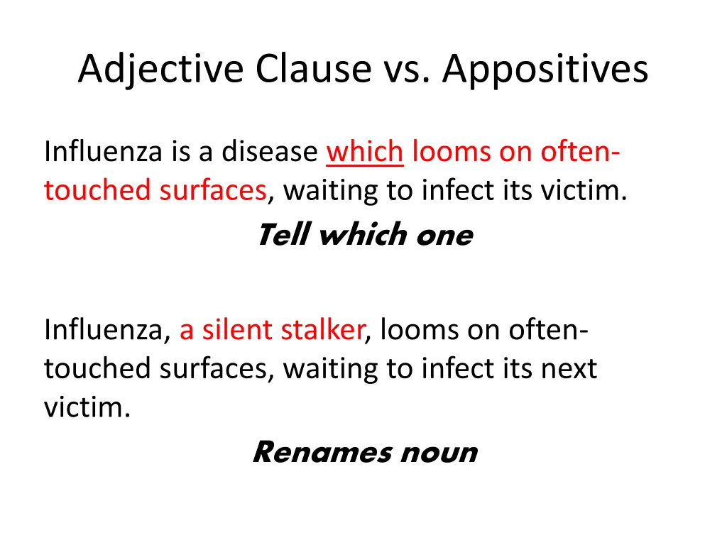 adjective clause vs appositives