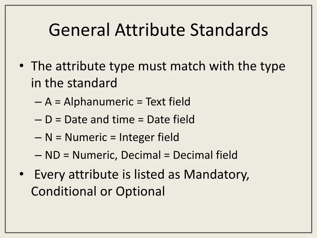 general attribute standards