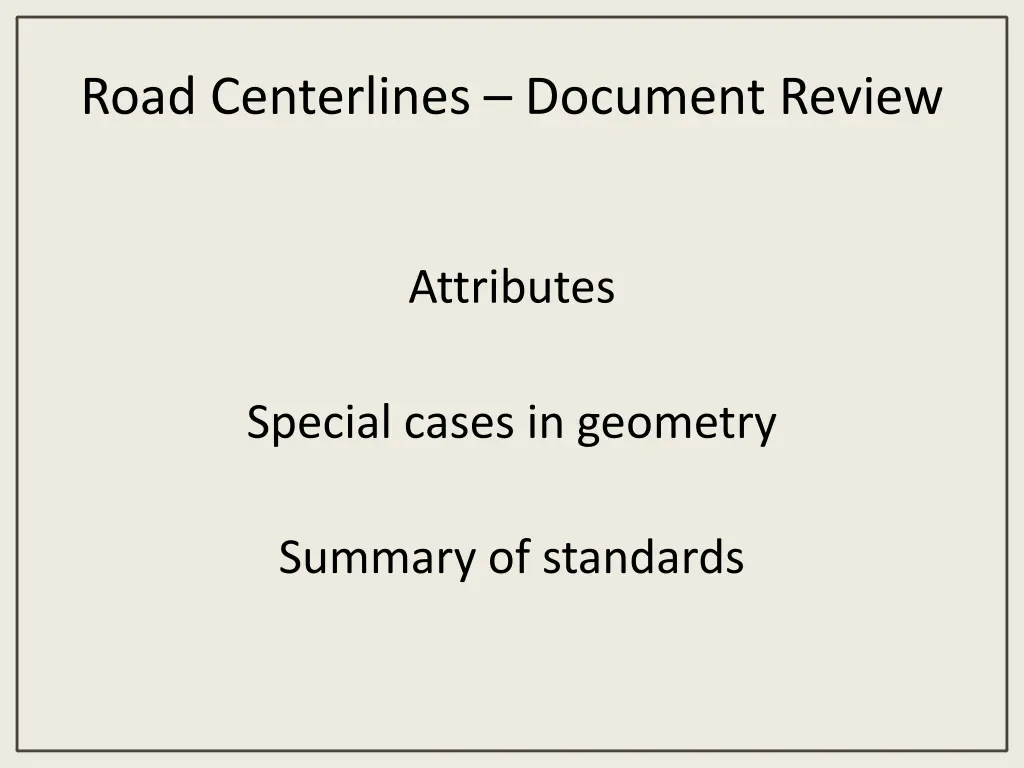 road centerlines document review