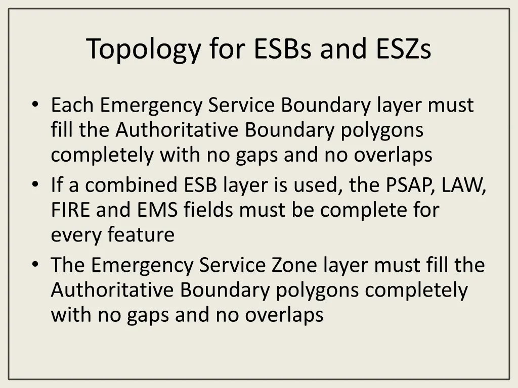 topology for esbs and eszs