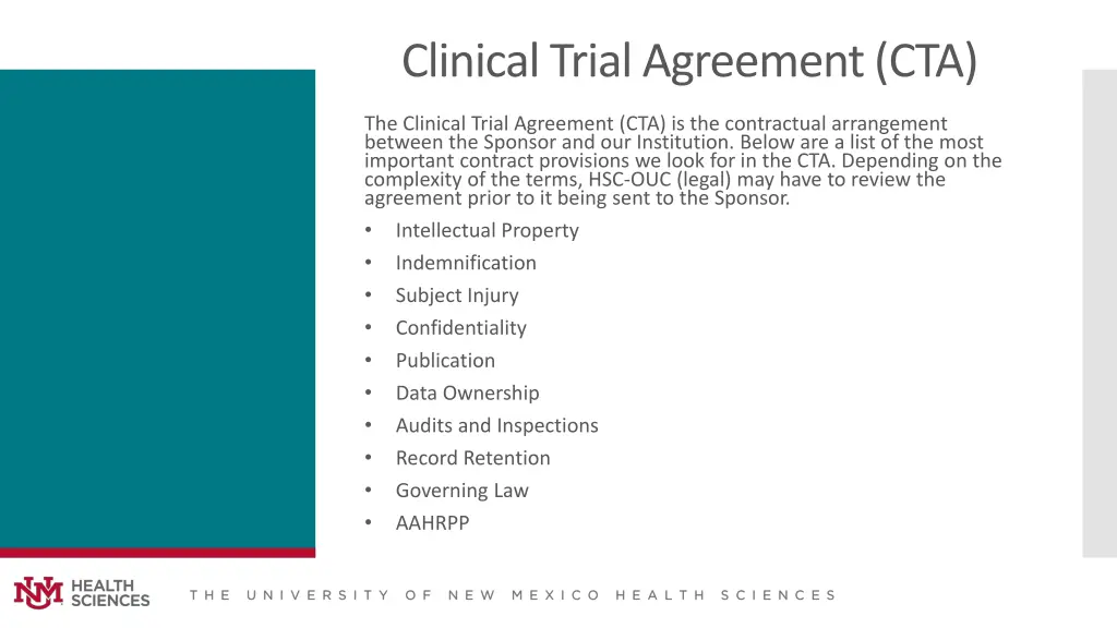 clinical trial agreement cta