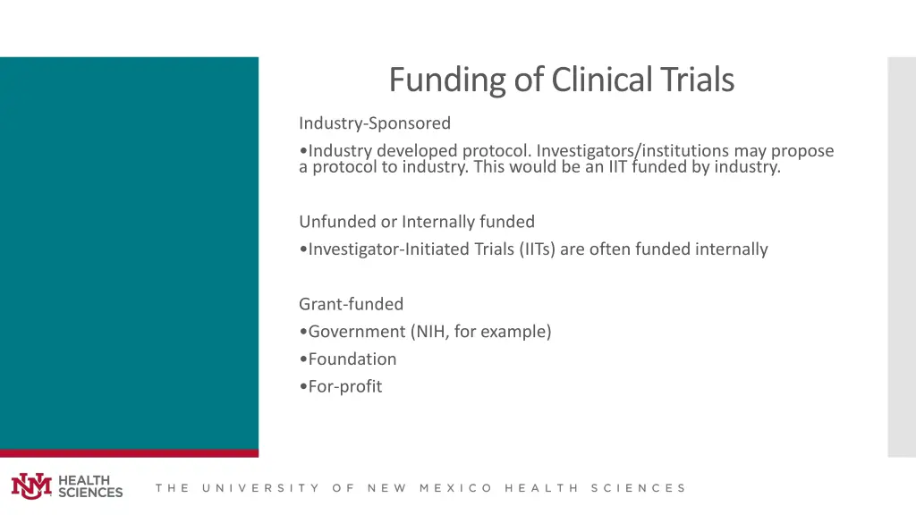 funding of clinical trials