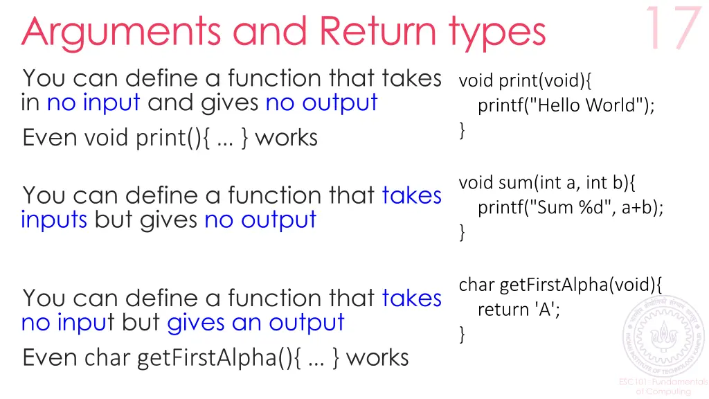 arguments and return types you can define