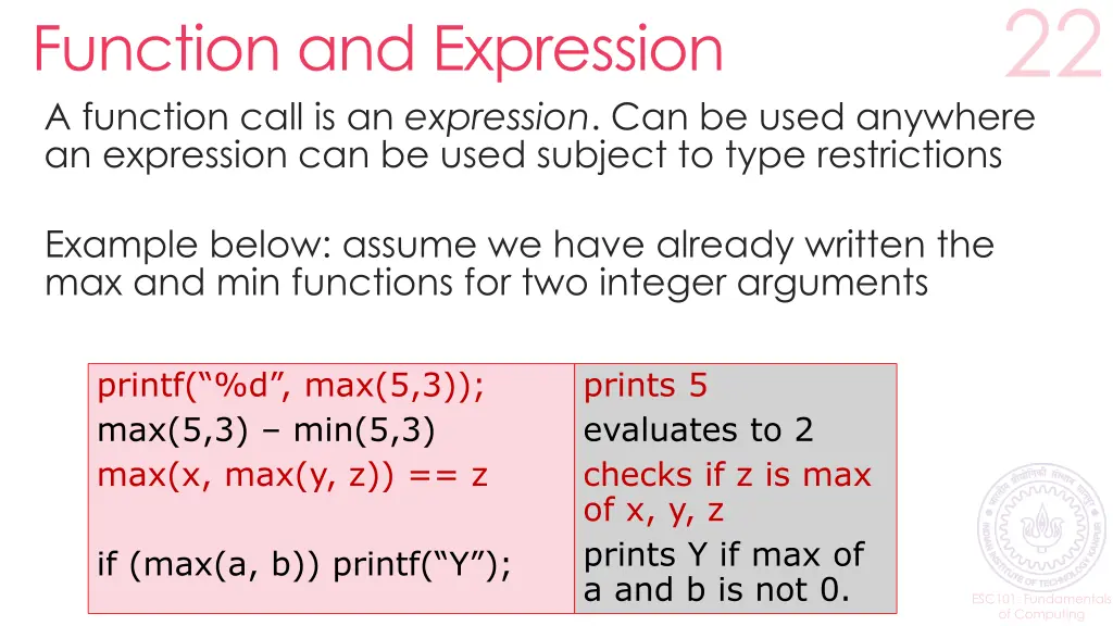 function and expression a function call