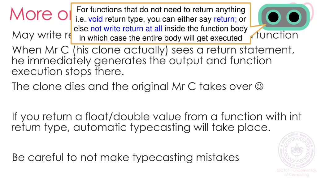 more on return may write return statement many