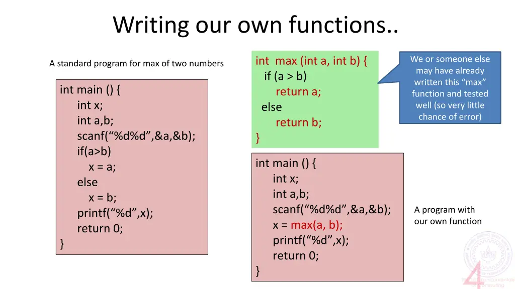 writing our own functions