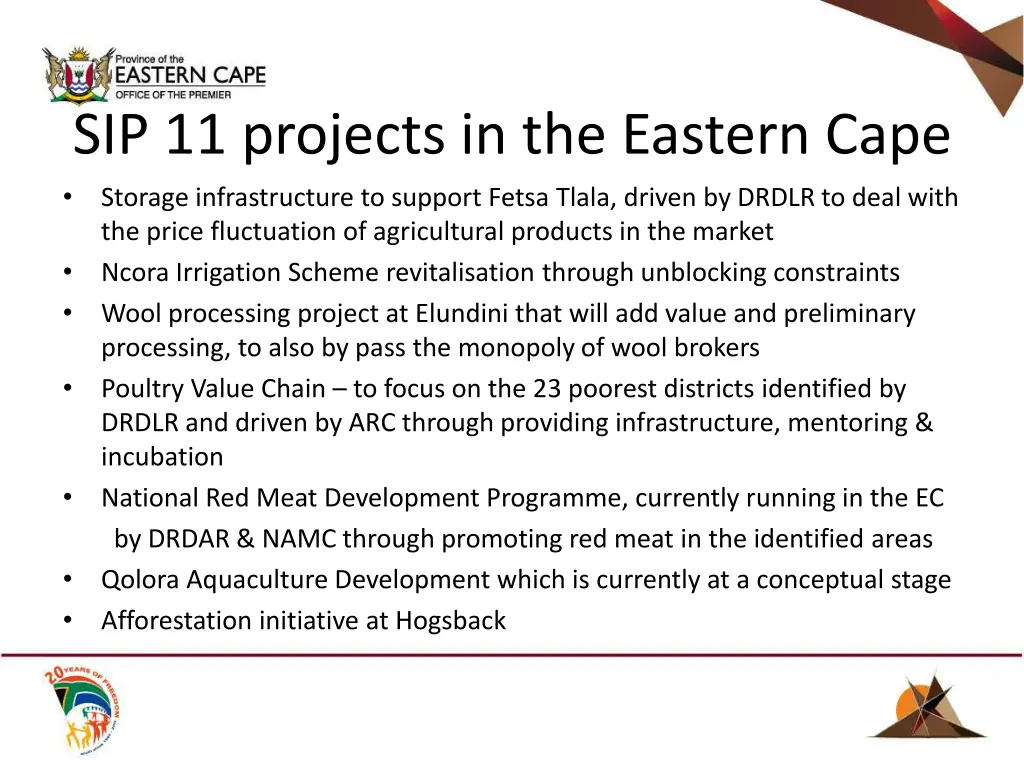 sip 11 projects in the eastern cape storage