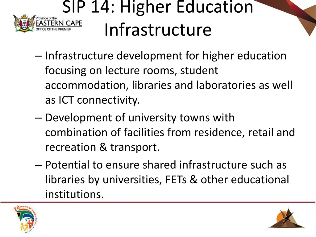 sip 14 higher education infrastructure