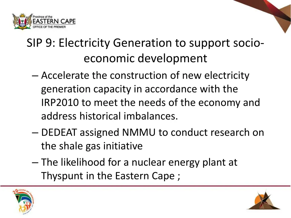 sip 9 electricity generation to support socio