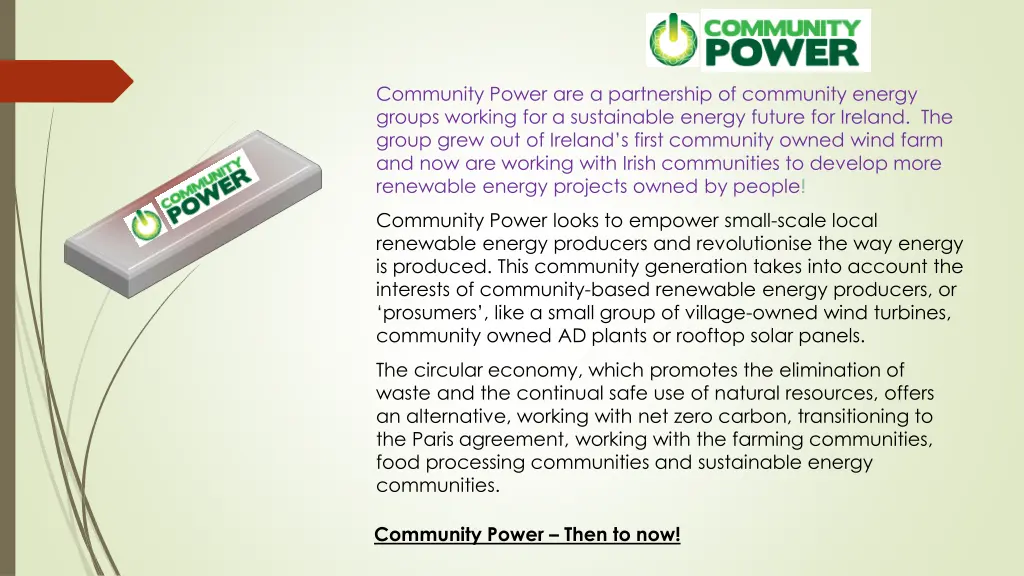 community power are a partnership of community