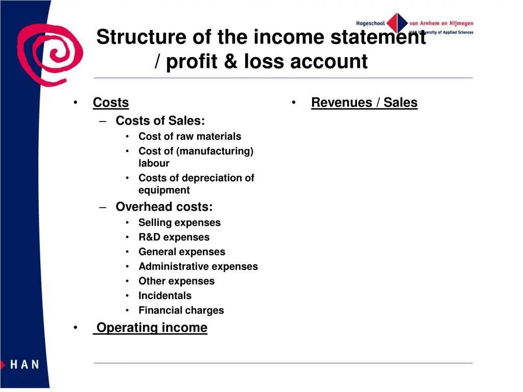 structure of the income statement profit loss