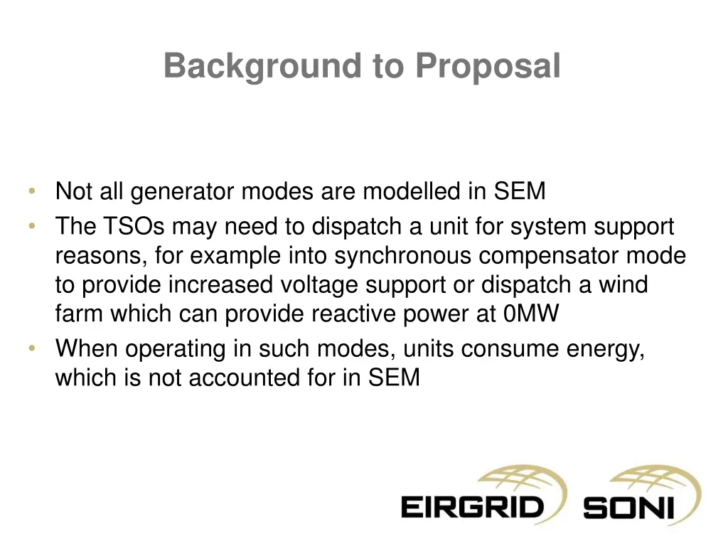 background to proposal