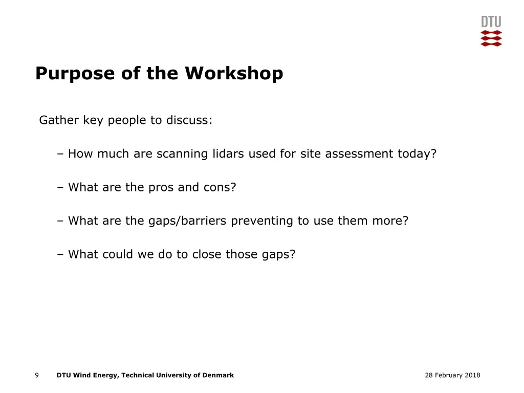 purpose of the workshop