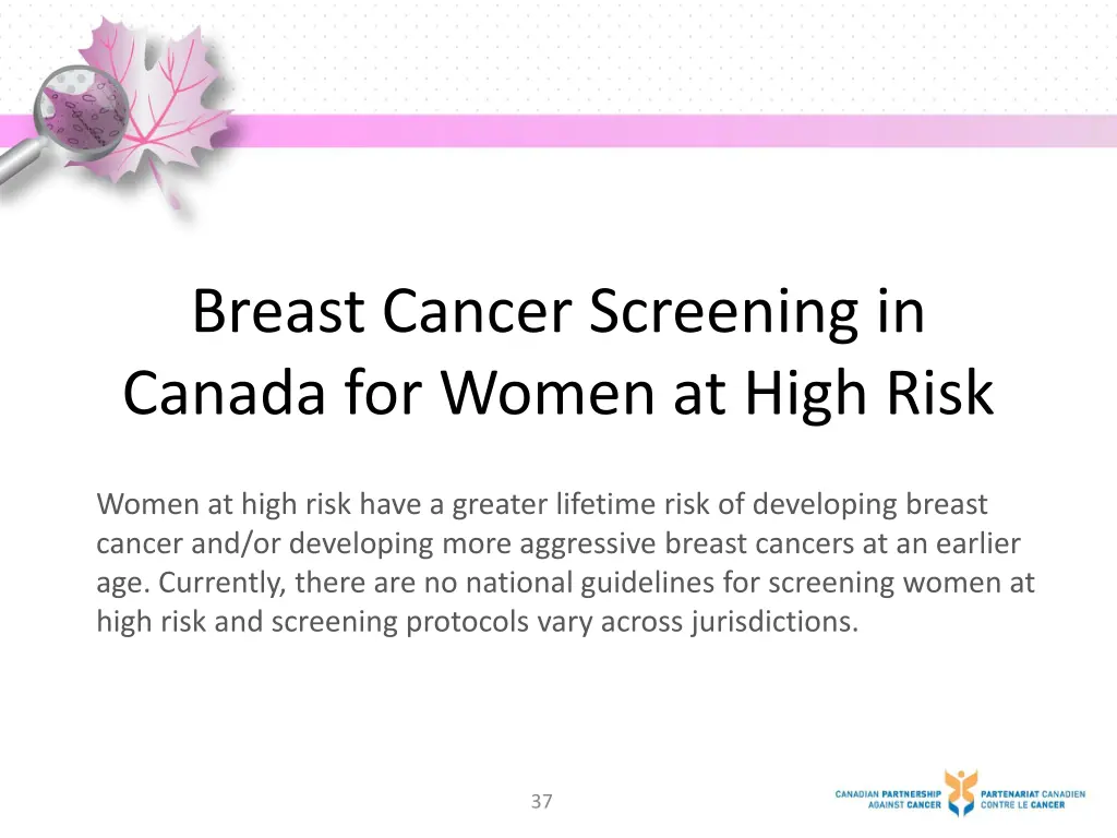 breast cancer screening in canada for women 2