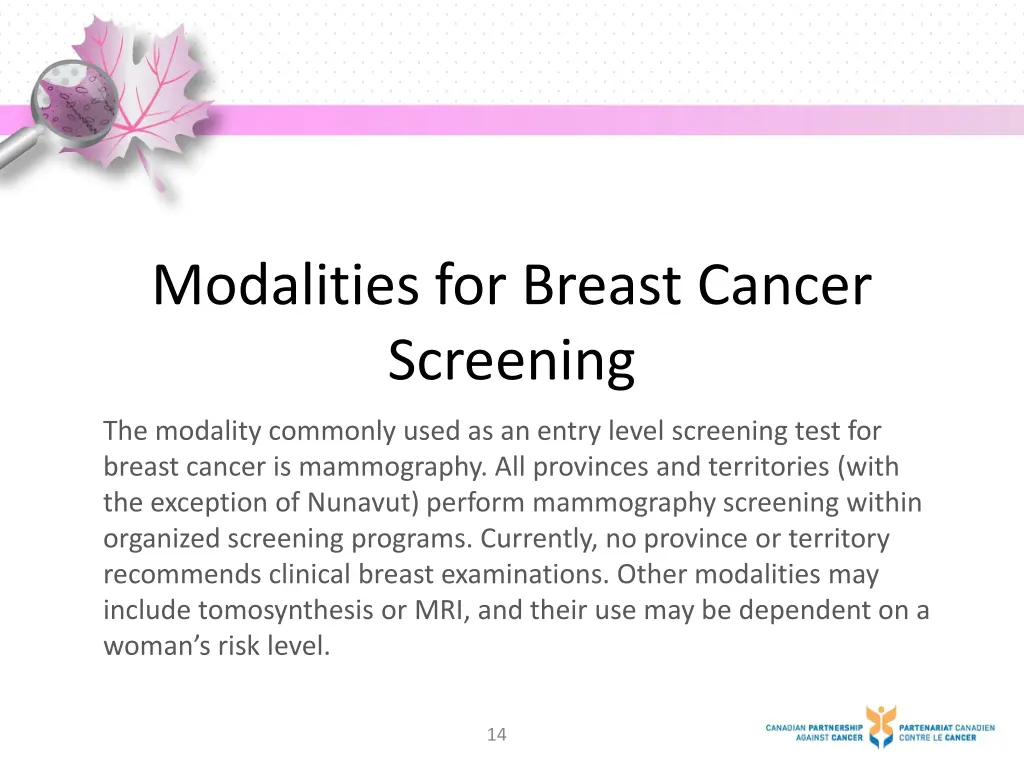 modalities for breast cancer screening