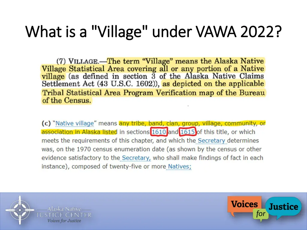 what is a village under vawa 2022 what