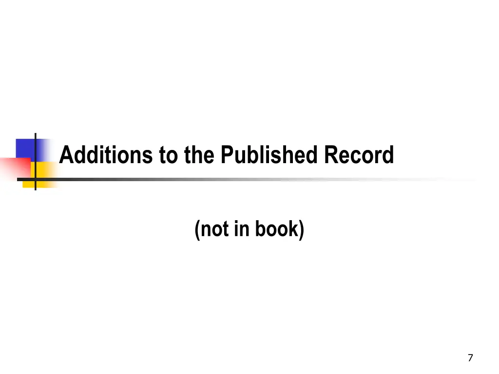 additions to the published record