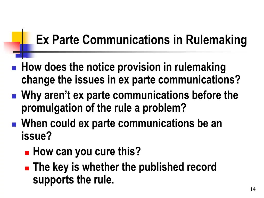 ex parte communications in rulemaking