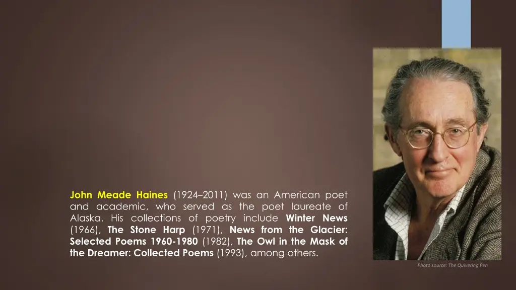 john meade haines 1924 2011 was an american poet