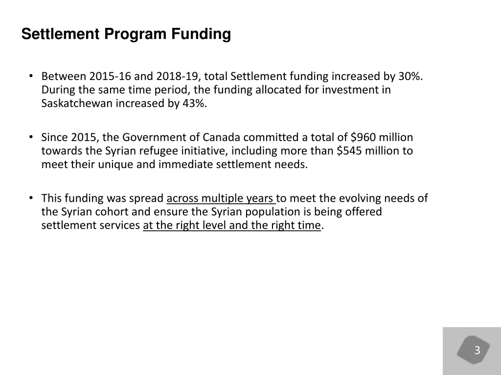 settlement program funding